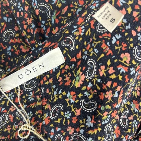 New Doen Silk Savona Blouse in Saint Claude Paisley S - Picture 7 of 15